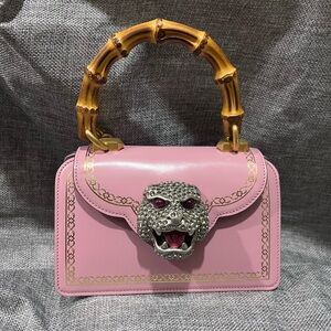 GUCCI Pink Leather Bamboo Top-Handle Bag from Thiara Collection